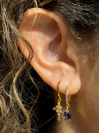 Lavender Teardrop 925 Huggie Hoop Earrings