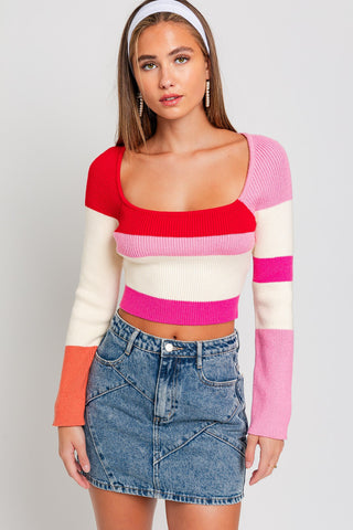 On Repeat Colorblock Stripe Knit Sweater
