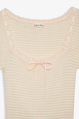 For Love & Lemons Olina Crochet Mini Dress in Cream