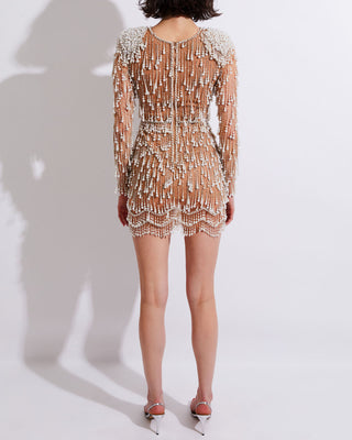 PatBo Fully Beaded Cut-Out Cocktail Mini Dress