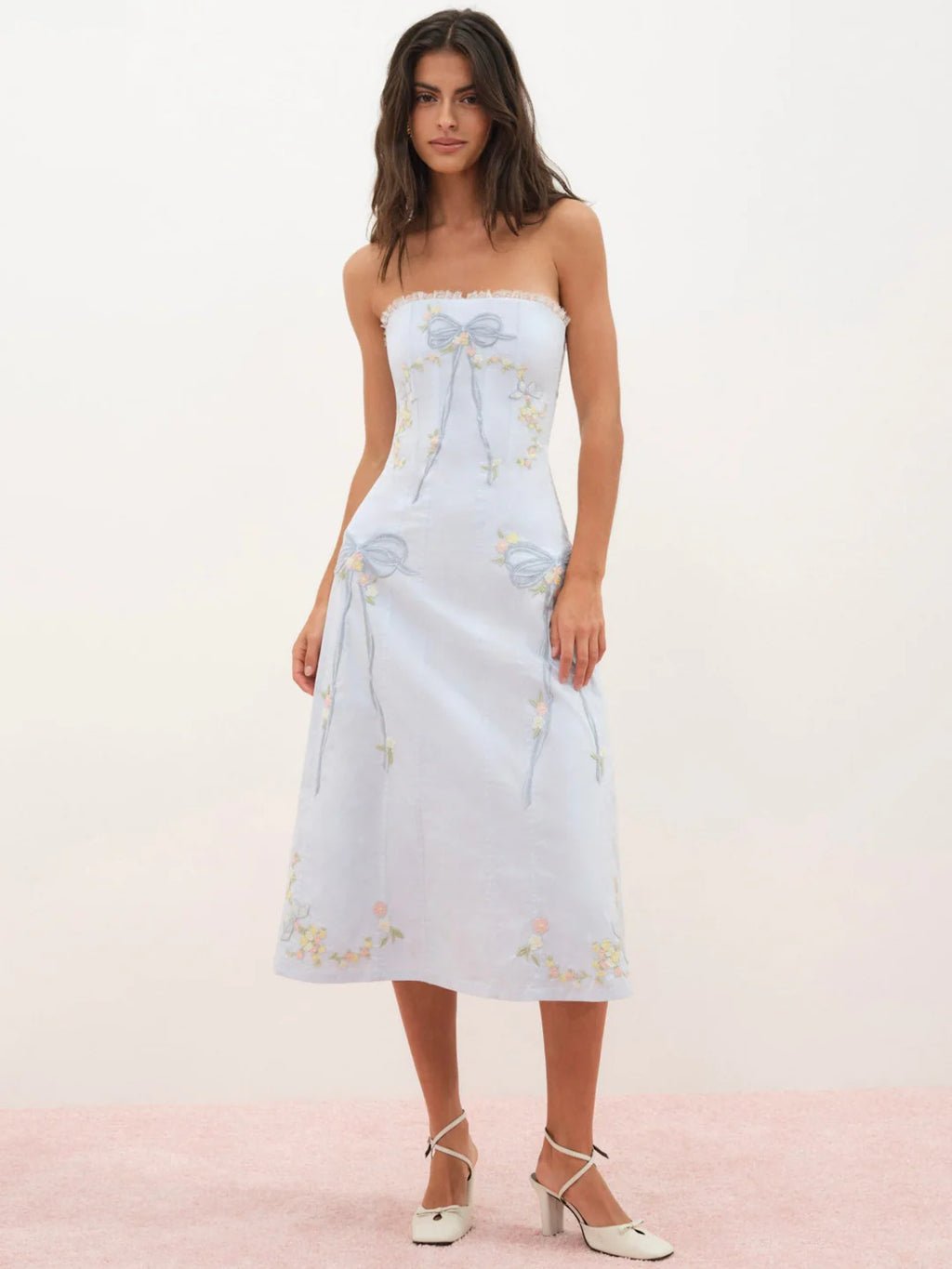 ワンピース Lace Quilted Bow Flower Brooch Sundress ワンピース Lace Quilted Bow Flower Brooch Sundress Lace Quilted