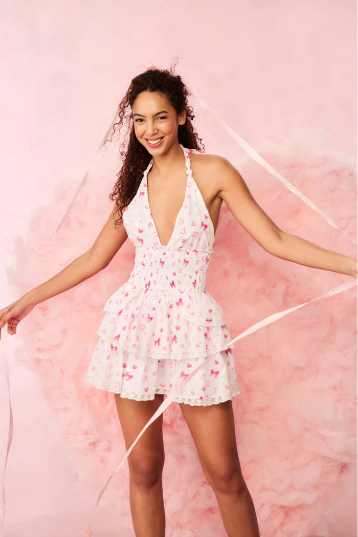 Deanna Halter Dress in Rosey Dream