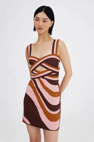 Significant Other Leyla Mini Dress in Chocolate Swirl