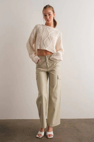 Cora Cable Knit Sweater in Ivory