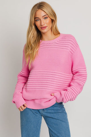 Round Neck Pointelle Sweater