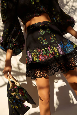 Charo Ruiz Ibiza Eibis Short Skirt in Garden Black