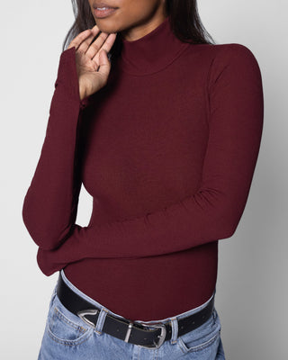 Turtleneck Bodysuit in Burgundy