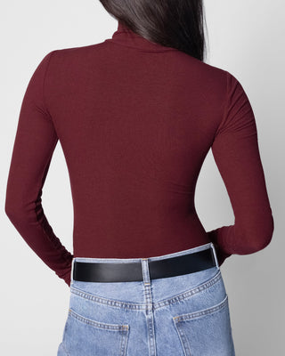 Turtleneck Bodysuit in Burgundy