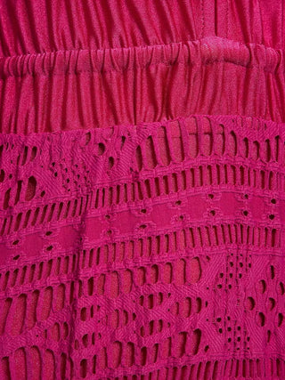 PatBo Crochet Deep V Neck Beach Dress in Magenta