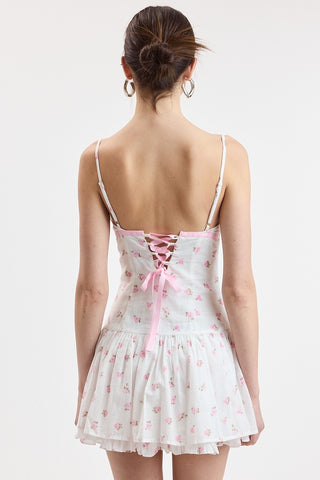 Rosy Ribbon Mini Dress