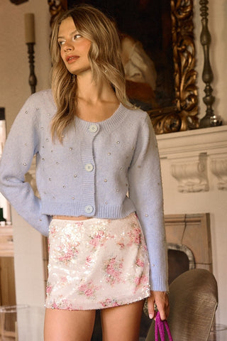 Heather Floral Sequin Mini Skirt