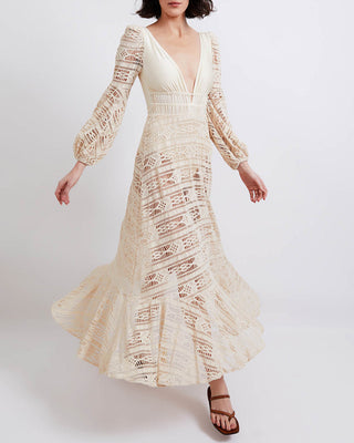 PatBo Crochet Deep V-Neck Beach Dress in Ivory – Cattivo