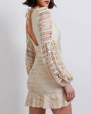 Patbo Crochet Plunge Mini Dress in Ivory
