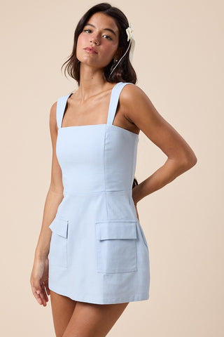 Waldorf Mini Dress in Baby Blue