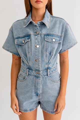 One and Only Denim Romper in Denim