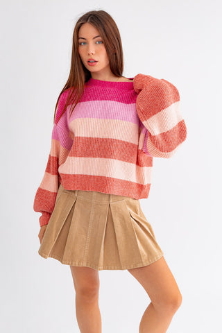 Round Neck Stripe Sweater