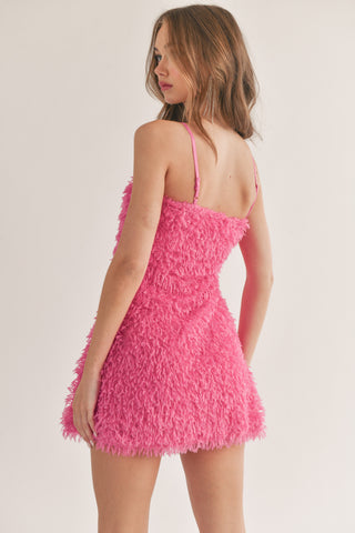 Let's Go Party Shaggy Fur Mini Dress