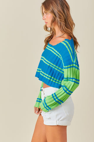 Lime Pop Distressed Sweater