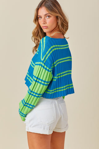 Lime Pop Distressed Sweater