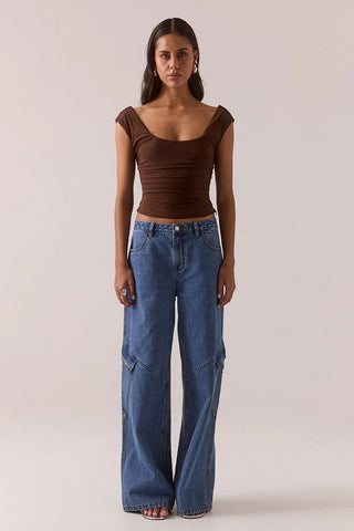 Everett Cargo Jeans in Worn Blue
