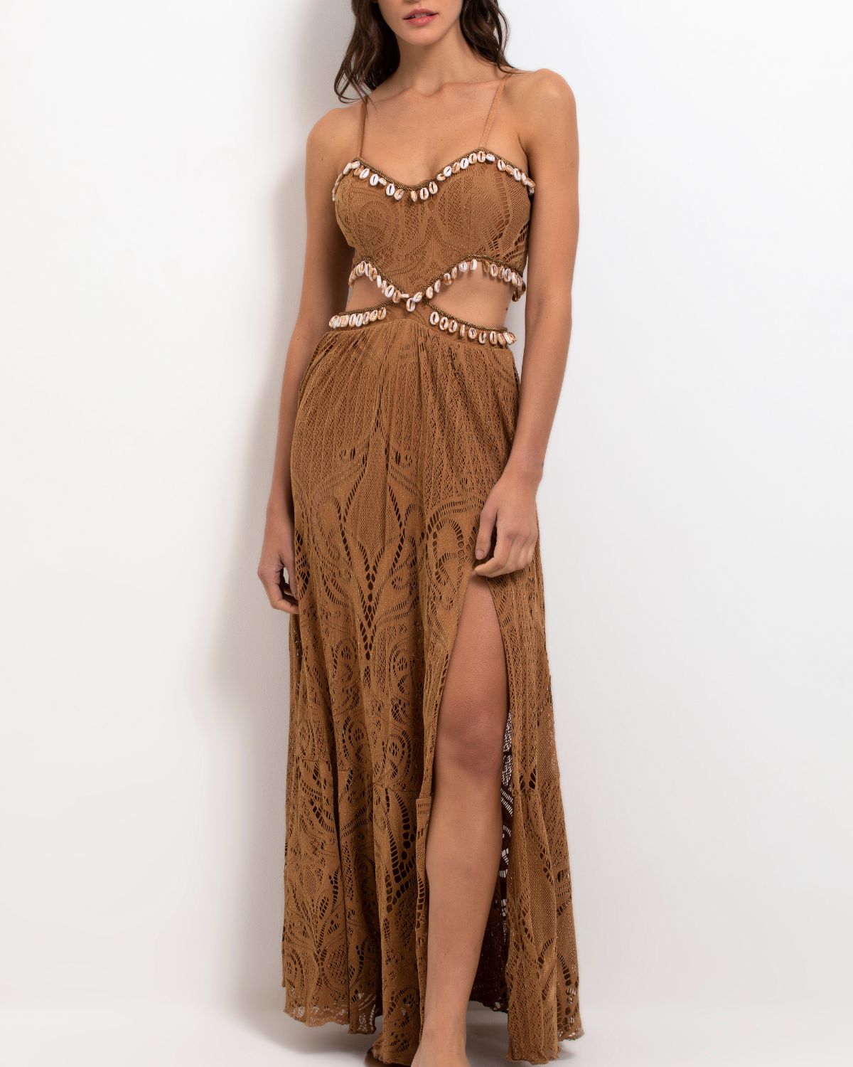 PatBo Beaded Seashell Cutout Maxi Dress PatBo Beaded Seashell Cutout Maxi Dress