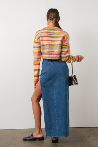 Adore Rainbow Striped Crop Sweater