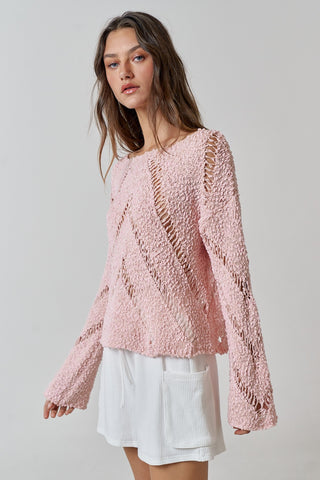 Pretty in Pink Boucle Knit Sweater