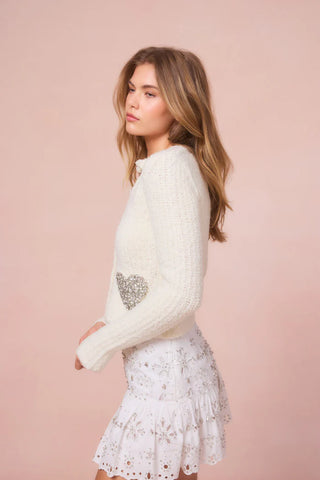 Leocadia Wool Blend Heart Cardigan in Wonderland Shimmer