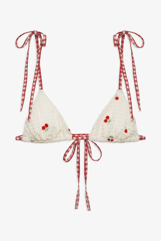 Beaded Cherries Bikini Top