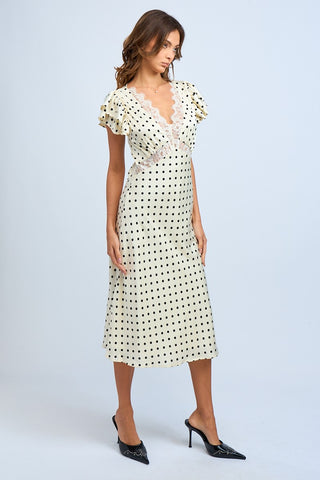 Ivory Polka Dot Lace Satin Slip Dress Ivory Polka Dot Lace Satin Slip Dress