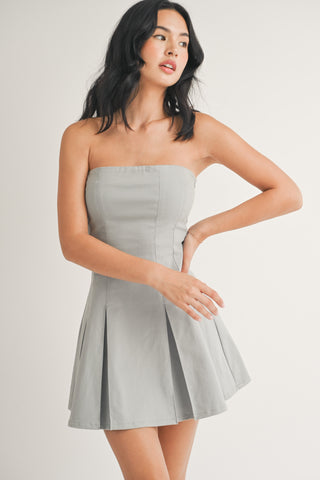 Pleated Strapless Mini Dress