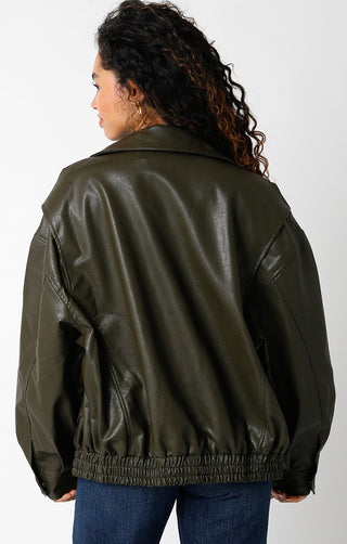 Addison Faux Leather Bomber Jacket