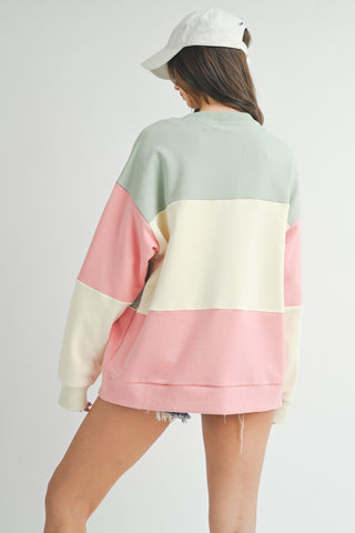 Malibu Beach Patch Colorblock Varsity Sweater