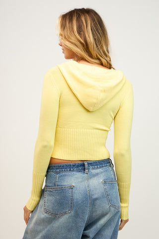 Crop Sweater Hoodie in Yellow