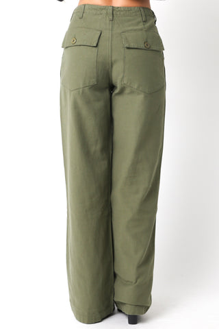 Logan Wide Leg Utility Pants in Olive