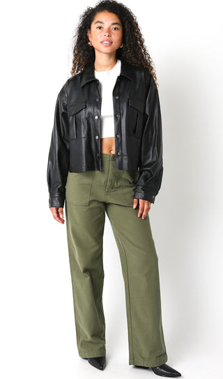 Logan Wide Leg Utility Pants in Olive