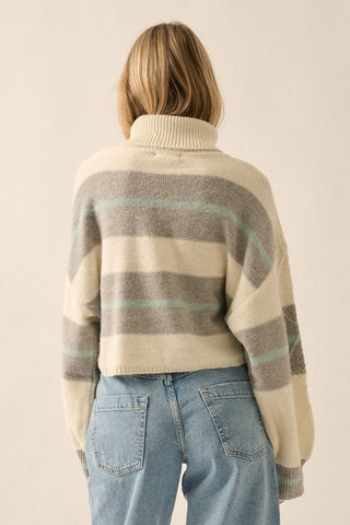 Camille Striped Cable Knit Turtleneck