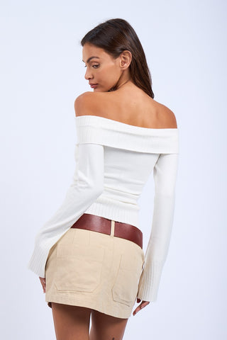 Monica Off-Shoulder Sweater in Ivory