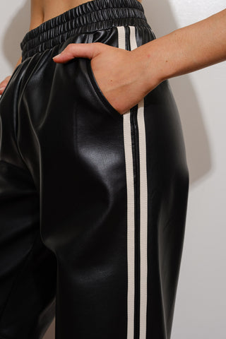 Vegan Leather Track Pants