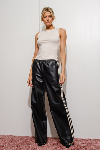 Vegan Leather Track Pants