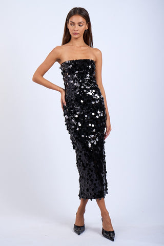 Roxy Sequin Strapless Midi Dress