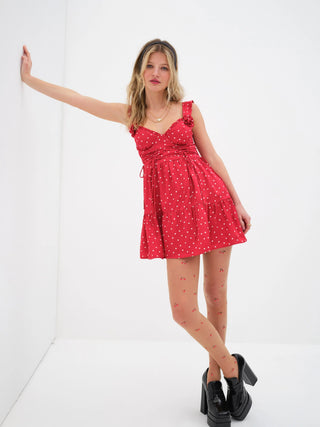 For Love & Lemons Willa Mini Dress in Red