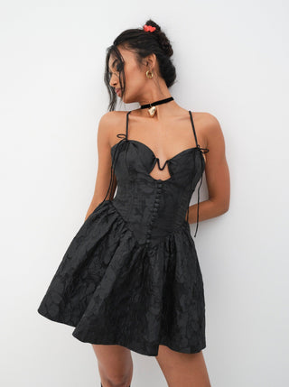 For Love & Lemons Faith Mini Dress in Black