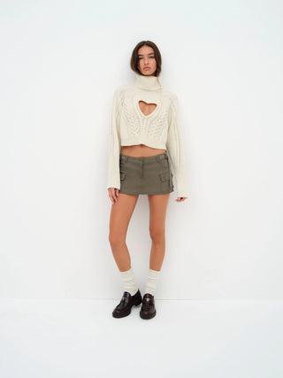 For Love & Lemons Vera Cropped Cutout Sweater