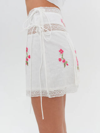 For Love & Lemons Jolene Embroidered Mini Skirt