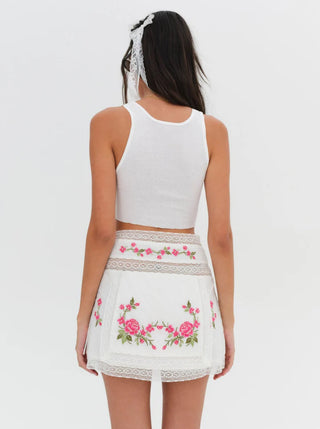 For Love & Lemons Jolene Embroidered Mini Skirt