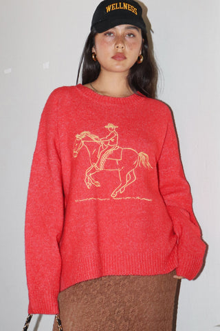 Horsing Around Crewneck in Red