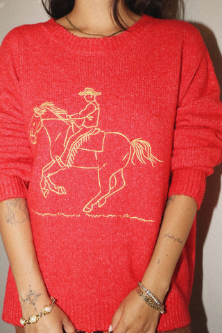 Horsing Around Crewneck in Red