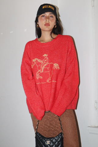 Horsing Around Crewneck in Red