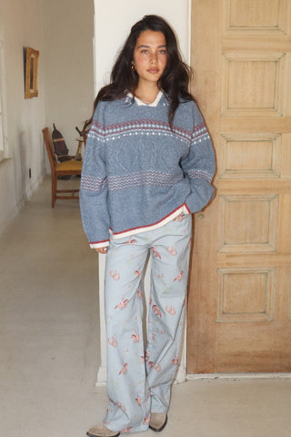 Fair Isle Hooded Knit Sweater